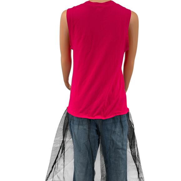 KTOO Hot Pink Sleeveless Shirt With Tulle Skirt Attached Medium Punk Grunge - Picture 3 of 5